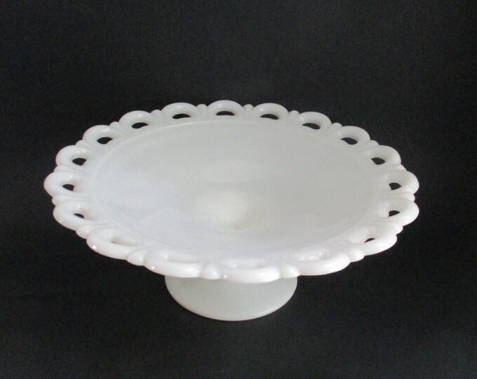 Vintage Milk Glass Compote Pedestal Dish Lace Edge Anchor Etsy