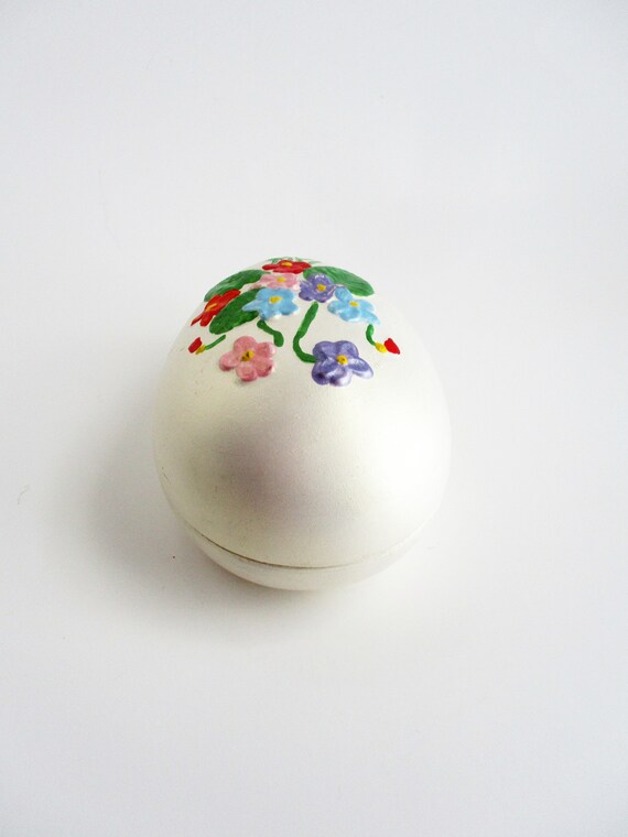 Vintage Egg Shaped Covered Box Trinket Jewelry Ca… - image 3