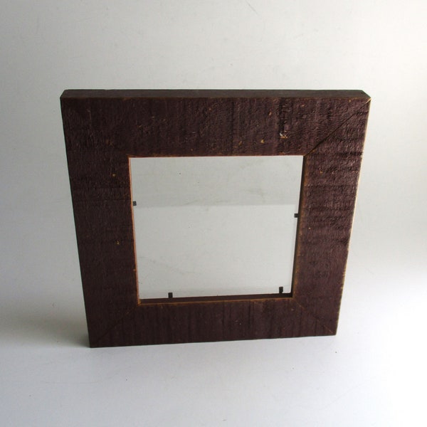 Vintage Picture Frame Square Rustic Burgundy Distressed Wood Frame Wall Hanging