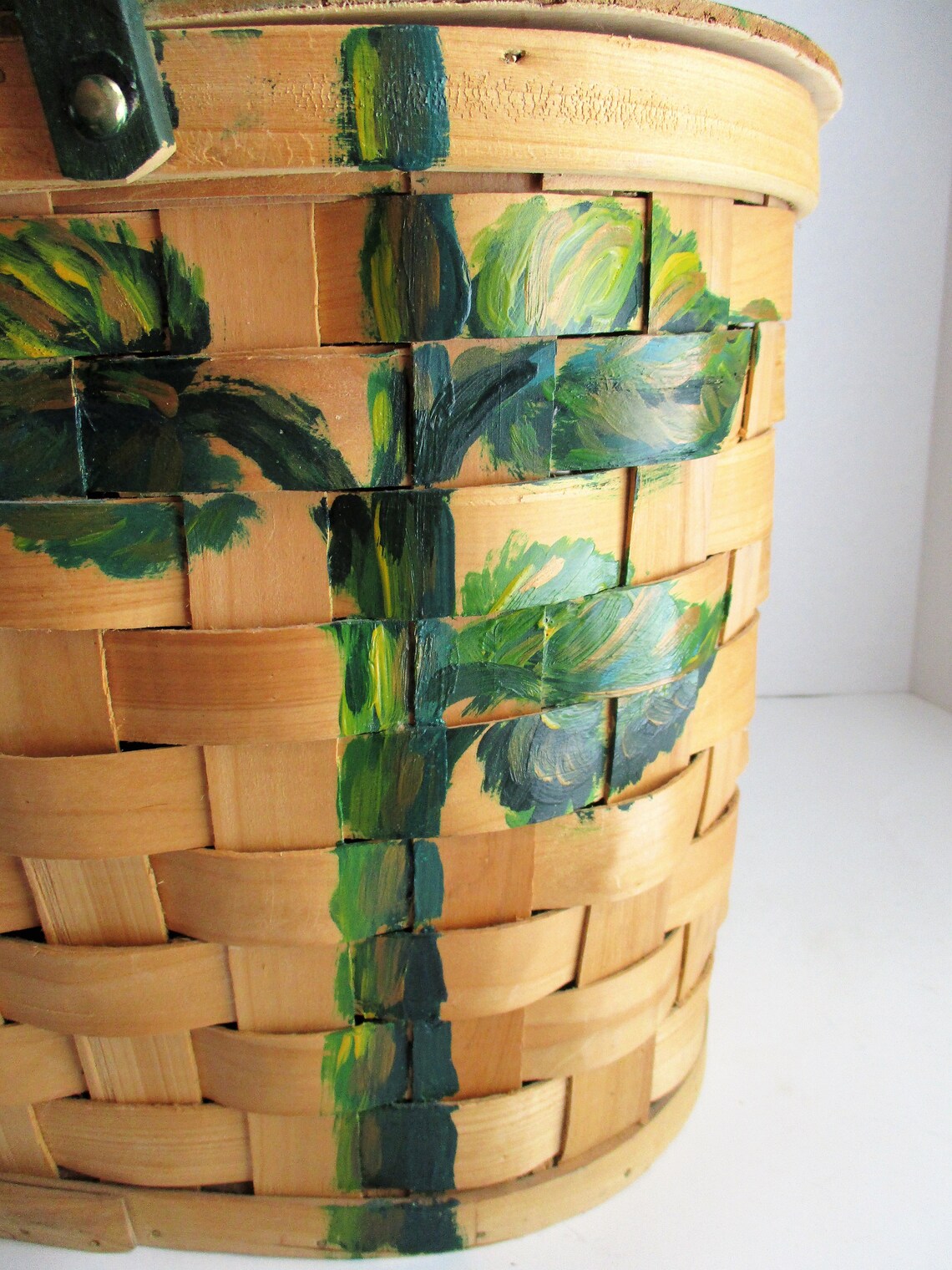 Vintage Picnic Basket Hand Painted Sunflower Double Flip Top Etsy