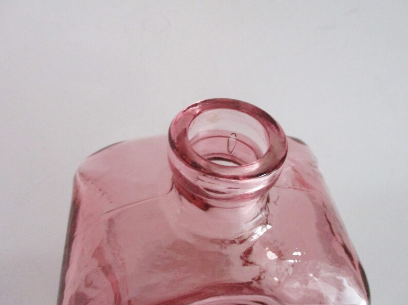 Vintage Glass Bottle with Cork Pink Wavy Glass Vase Etsy