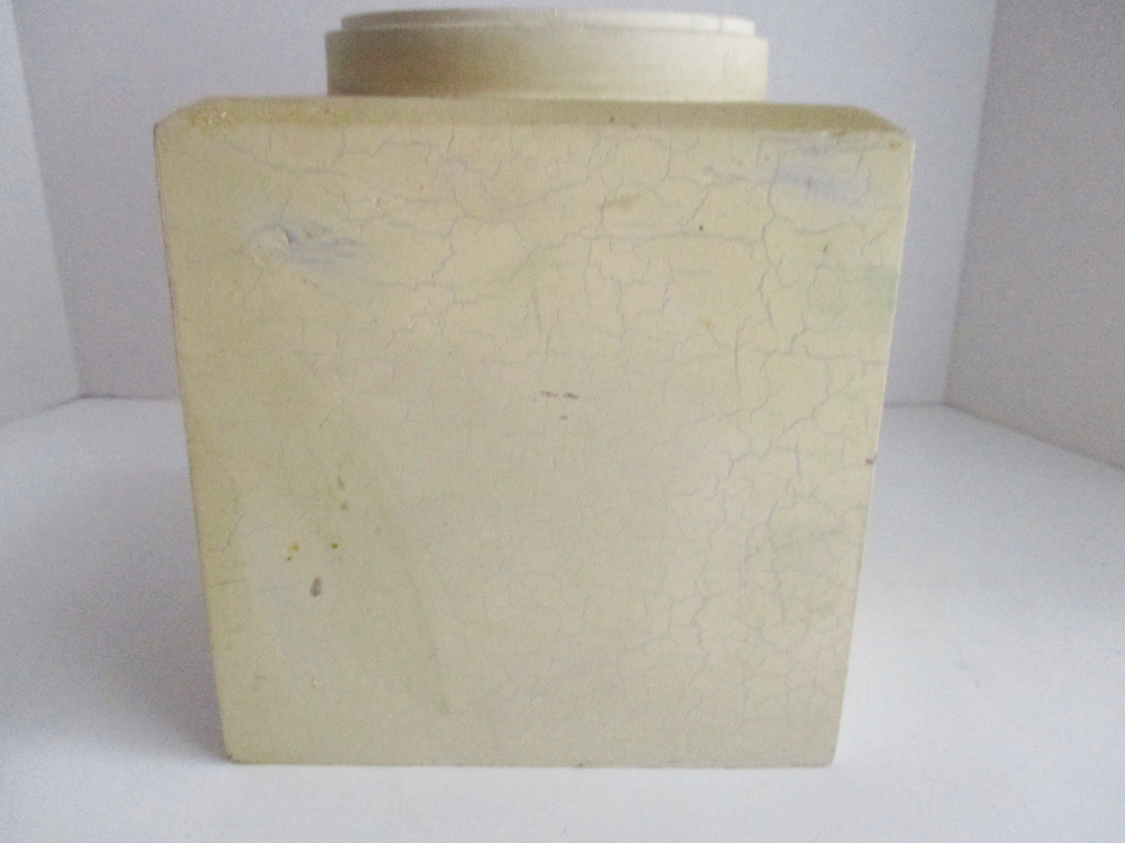 Vintage Ginger Jar Square Wood Box Vase Pastel Yellow Fruit Etsy