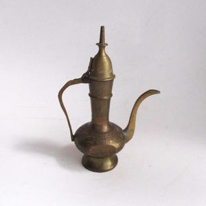 Vintage Brass Pitcher Etched Ewer