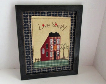 Vintage Embroidered Framed Picture Live Simply