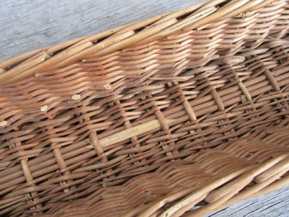 Vintage Wicker Bread Basket Long Narrow Baguette Bread Basket Etsy