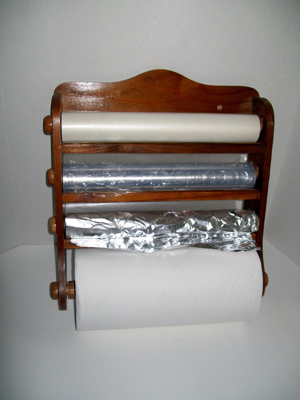 Vintage Wooden Kitchen Wrap Dispenser Foil Saran Wax Paper Etsy