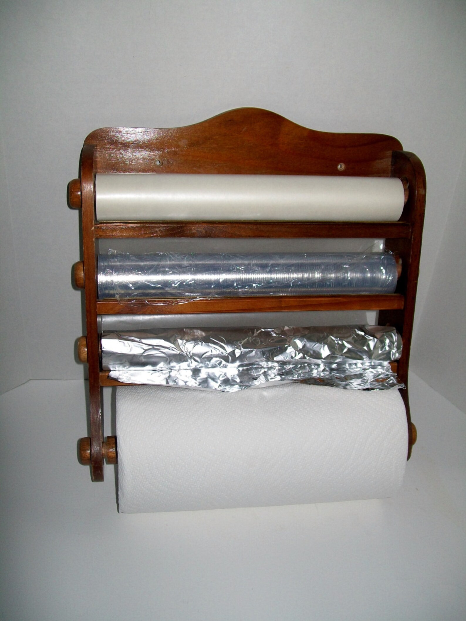Vintage Wooden Kitchen Wrap Dispenser Foil Saran Wax Paper Etsy