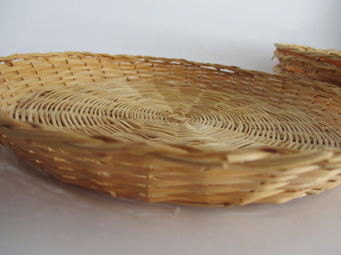 Vintage Paper Plate Holders Set of 4 Bamboo Wicker Handwoven Etsy