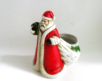 Vintage Santa Figurine Ceramic Candy Dish Planter Claire Burke 1990