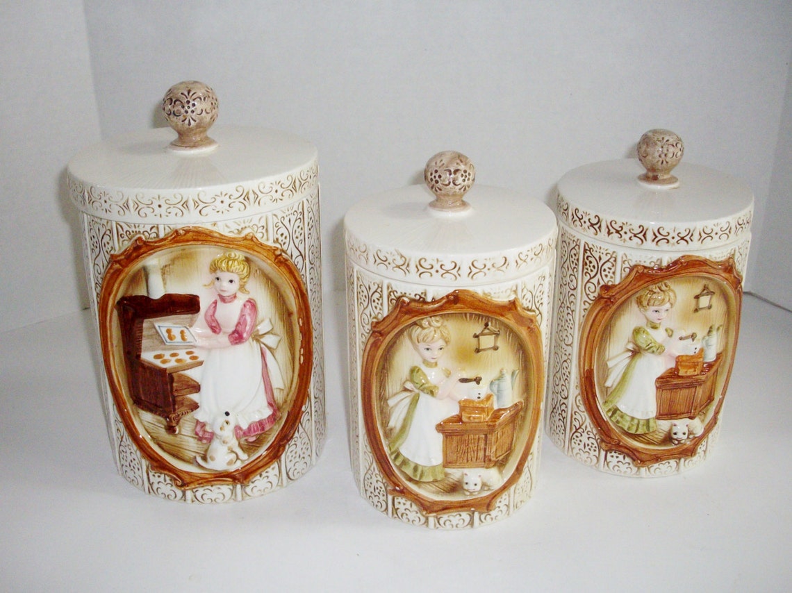 Vintage Canister Set Ceramic Sears Roebuck and Co. 1978 Etsy