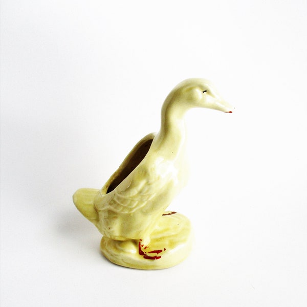 Vintage Duck Planter USA Pottery Cold Painted Goose Figurine