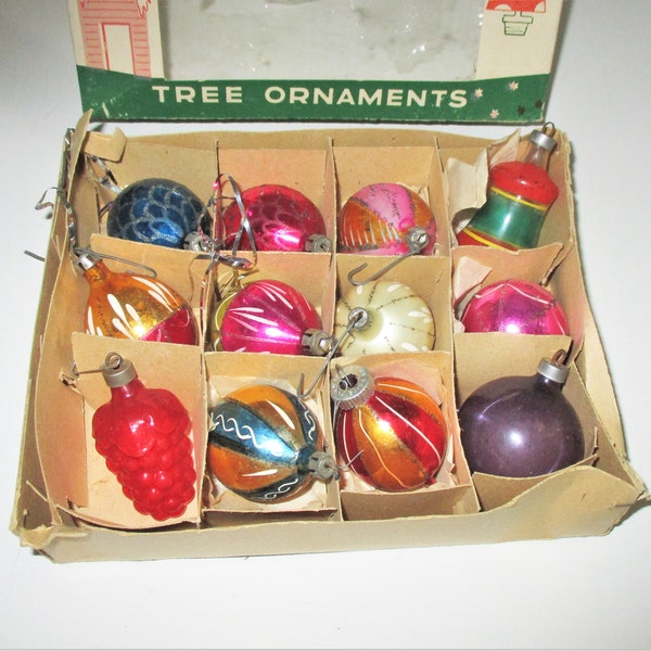 Jahrgang Weihnachtsbaum Ornamente Quecksilber Glas Fantasia ein Dutzend verschiedene hergestellt in Polen