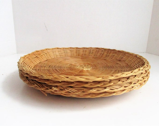 Vintage 4 Wicker Paper Plate Holders Hand Made Set of 4 Picnic Etsy