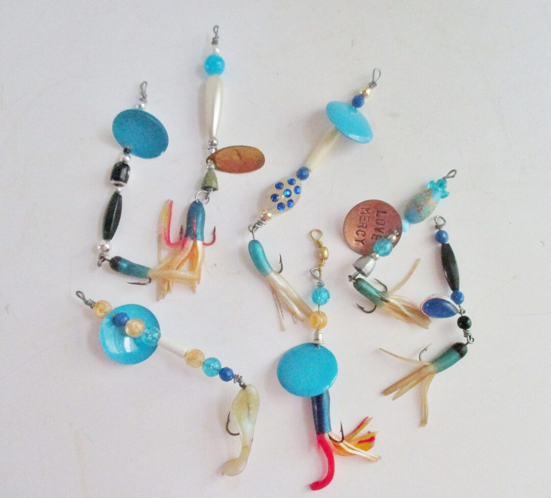 Vintage Fishing Lure Ornaments Set of 7 Pink Purple Orange Etsy