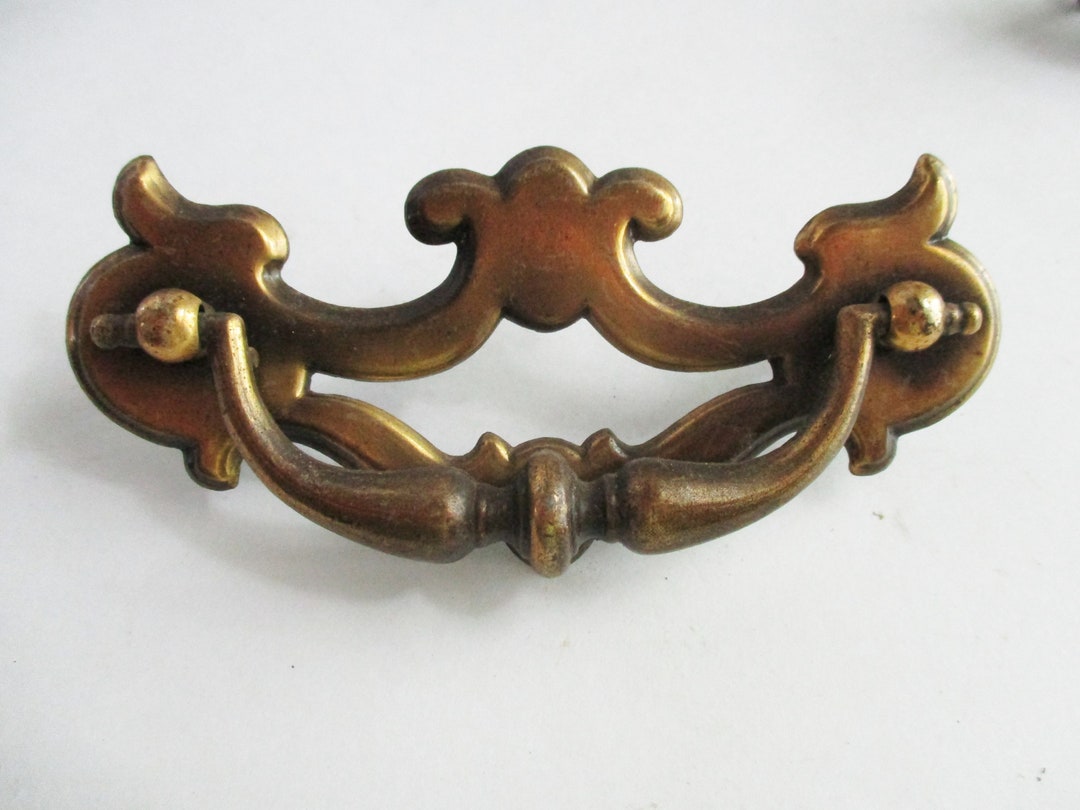 Vintage Dresser Pull Metal Gold Tone Hardware Ornate Etsy