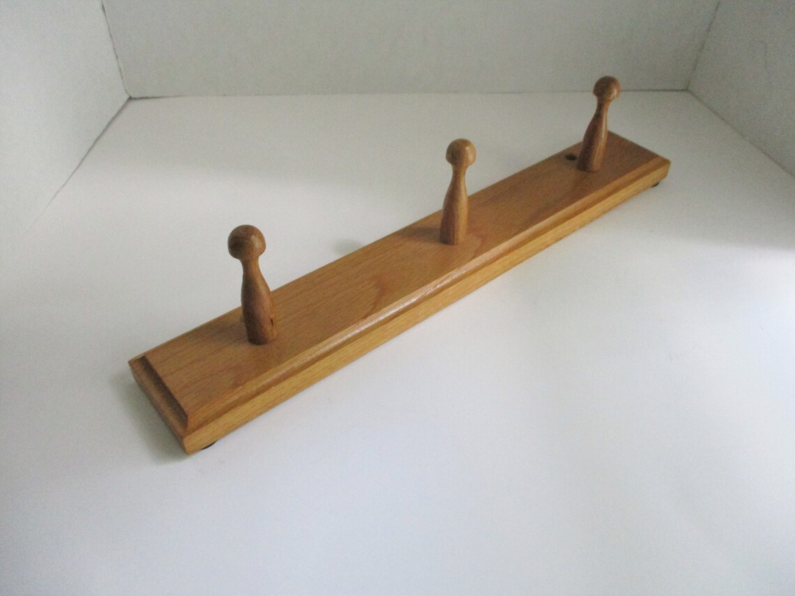 Vintage Peg Rack Solid Wood 3 Peg Coat Rack Mug Rack Wall Etsy