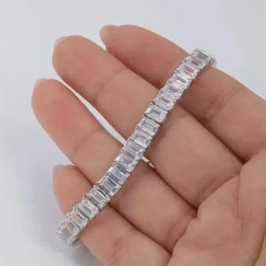 20Ct Baguette Cut Lab Created Diamond Tennis Bracelet 14K White Gold Plated 7.5"