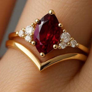 5ct Lab Created Red Ruby Diamond Engagement Ring 14k Yellow Gold Plated