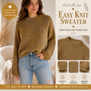 Chunky Sweater Knitting Pattern PDF, Easy Oversized Pullover Pattern, Beginner Knit Jumper, Cozy Winter Sweater, Digital Download