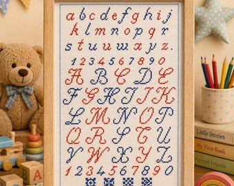 Script Alphabet Cross Stitch Pattern, Monogram Embroidery Font, PDF Needlepoint Chart (Instant Download)
