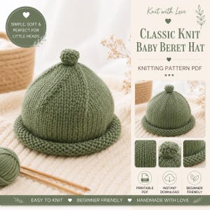 Baby Pixie Hat Knitting Pattern PDF, Newborn Baby Bonnet Pattern, Easy Knit Baby Cap, Infant Hat, Digital Download DIY