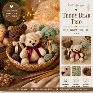 Sending Bear Hug Knitting Pattern PDF, Teddy Bear Toy Pattern, Easy Knit Bear Gift, Comfort Bear, Digital Download DIY
