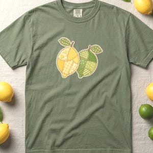 Faux Patch work Lemon Lime Graphic Tee, Comfort Colors Cottagecore Fruit Shirt
