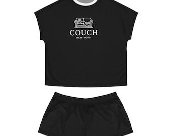 Conjunto de pijama estampado COUCH New York / Pantalones cortos cómodos para estar en casa para mujer