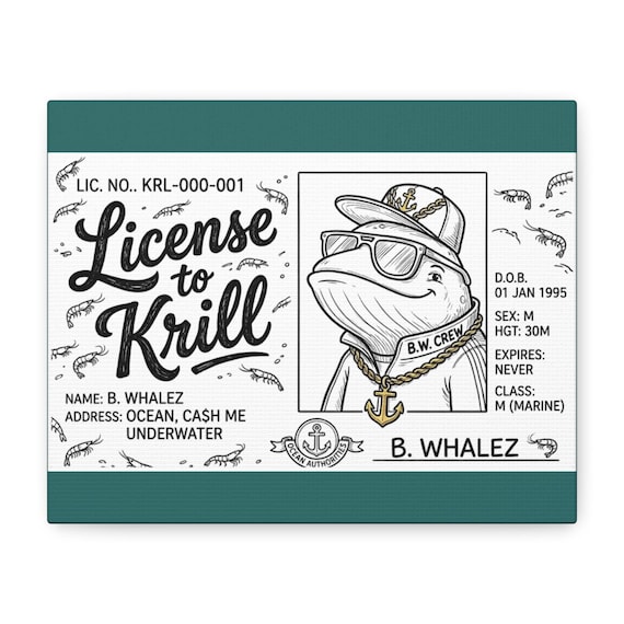 License to Krill Blue Whale Canvas