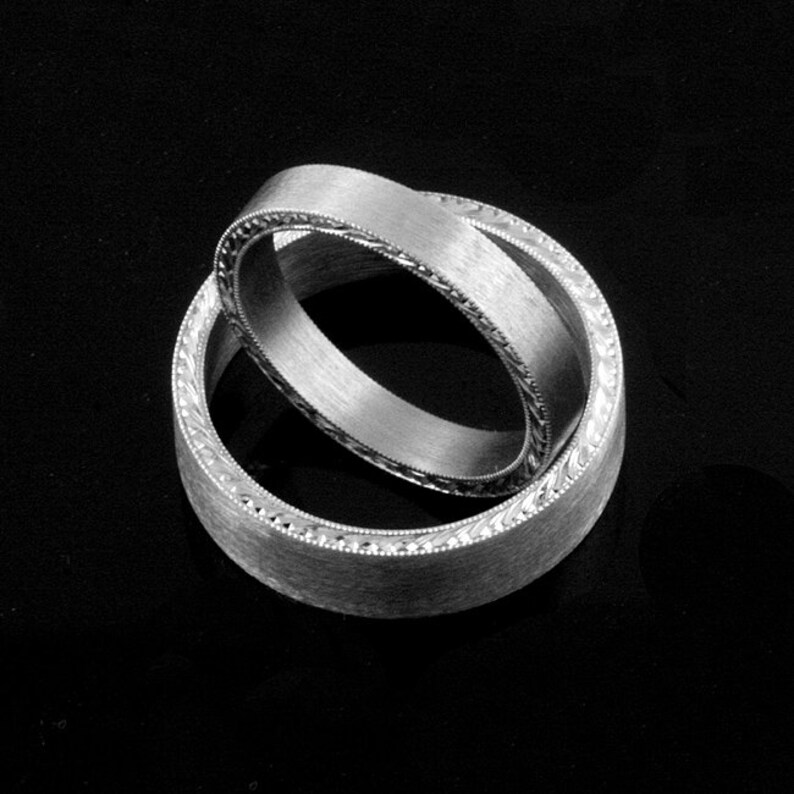 Women's Wedding Band Hand Engraved Wedding Ring Satin Etsy