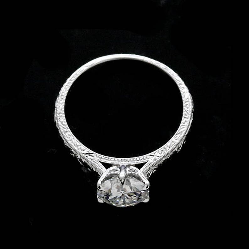 Moissanite Engagement Ring Six Prong Ring Hearts and Arrows Etsy