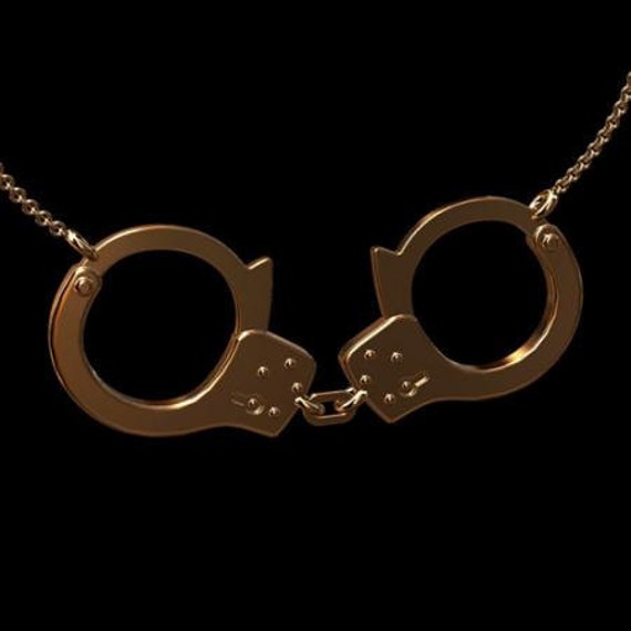 Handcuffs Pendant Gold Police Handcuffs Necklace Rose Gold Etsy