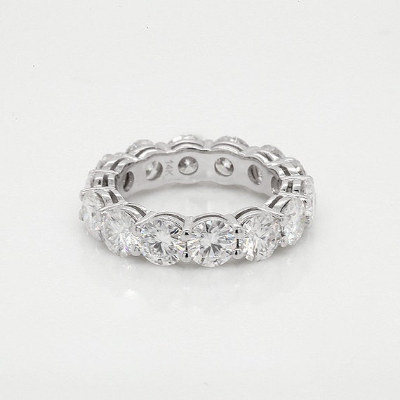 Forever One Moissanite Eternity Band 4.5mm 14k White Gold Shared