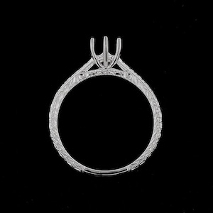Vintage Engagement Ring Setting, Delicate Petite Solitaire Ring, Six Prong Engagement Ring, Gold Platinum Ring Mounting For 5mm Stone