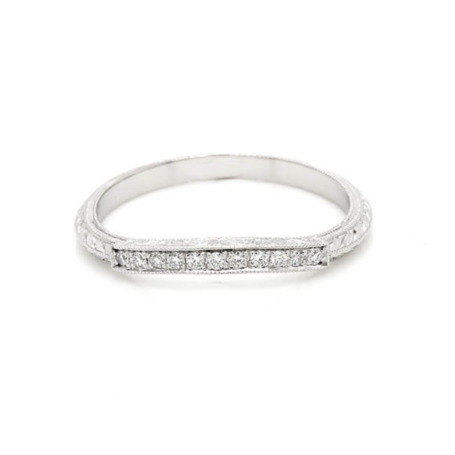 Knife Edge Band Hand Engraved Wedding Ring Diamond Curved Etsy