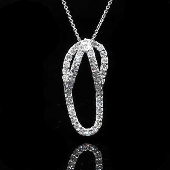 Diamond Flip Flop Necklace Gold Sandal Pendant Diamond Summer Necklace Diamond Shoe Necklace Holiday Diamond Necklace