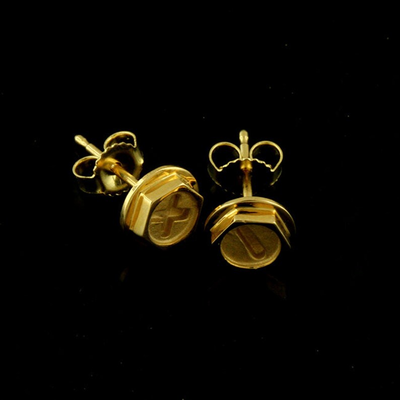 Screw Shaped Earrings Plus and Minus Posts Earrings Gold - Etsy