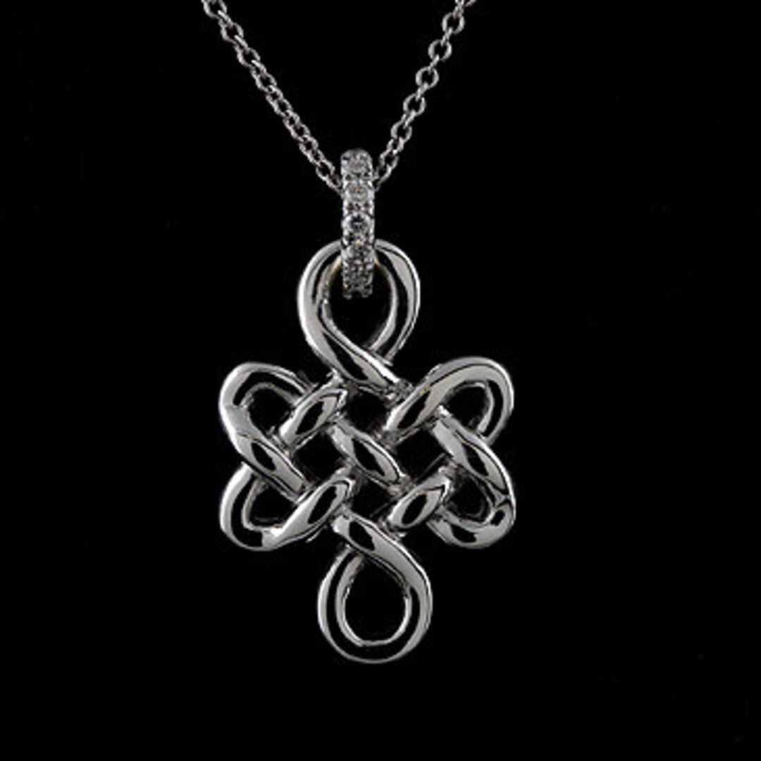Diamonds Love Knot Necklace Gold Endless Eternal Knot Etsy