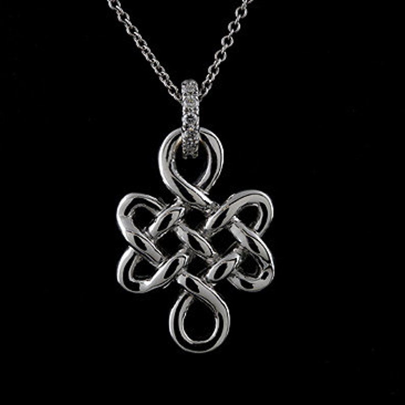 Diamonds Love Knot Necklace Gold Endless Eternal Knot Etsy