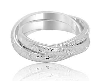 Platinum Trinity Rolling Bands. Triple Wedding Ring by OroSpot