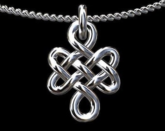 No Chain: Love Knot Necklace, Gold Endless Eternal Knot Pendant, Love Knot Charm Pendant, Buddhism Symbol White Gold Necklace