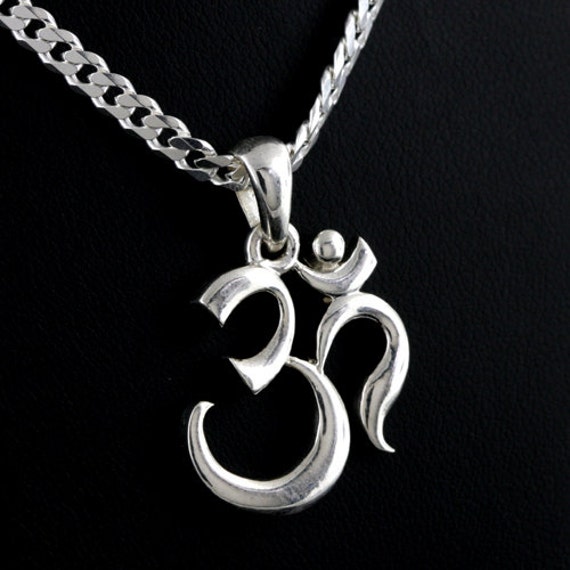 OM AUM Men's Necklace OM Aum 3D Silver 