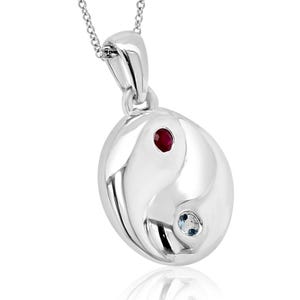 Gemstone Gold Yin Yang Necklace, Baby Charm Diamond Pendant, Tai Chi  Necklace Yellow Gold, Tai Chi Necklace, Aqua and Ruby Yin Yang