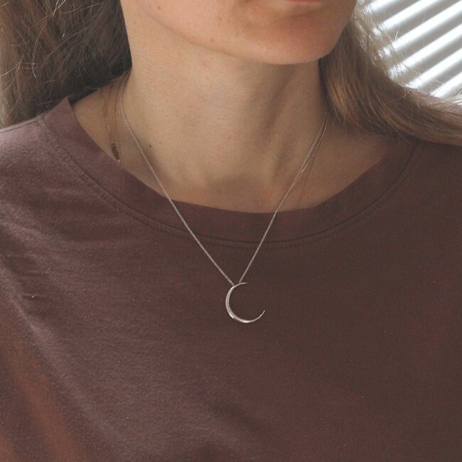 【HYERES LOR】Champagne Moon Big Bowl Long Necklace (White) Serpent boheme long necklace l motif white gold | Jewelry