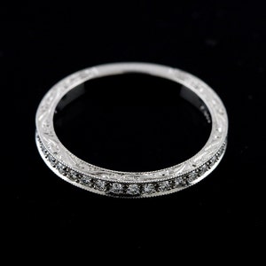 Diamant-Hochzeitsring, Hochzeitring mit Gravur, Antikstil-Hochzeitsring, Milgrain-Ehering, Damen-Platinring 2 mm