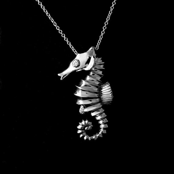 Seahorse Pendant Diamond Seahorse Ocean Jewelry White Gold