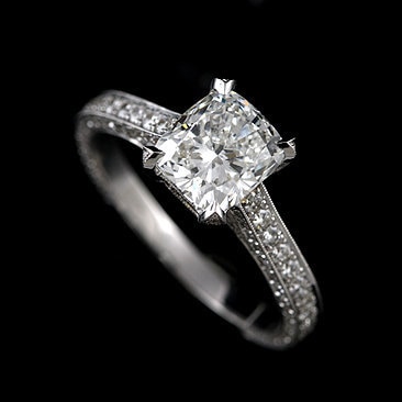 Cushion Cut Moissanite Ring Pave Diamond Engagement Ring | Etsy
