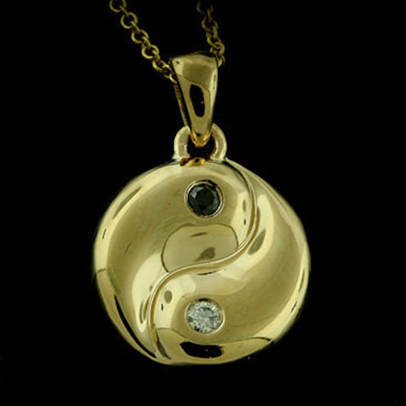 14K Gold Diamond Yin & Yang Necklace Charm
