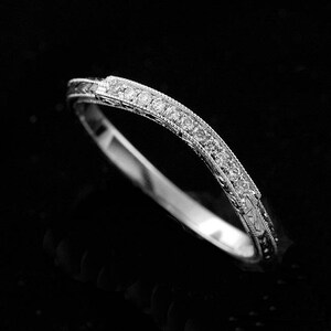 Knife Edge Band Hand Engraved Wedding Ring Diamond Curved - Etsy