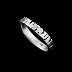 Tree Bark Wedding Ring, Silver Women&#39;s Wedding Band, Eternity Band, Unique Wavy Wedding Band, Black Antique Finish Band 3mm, Organic Band